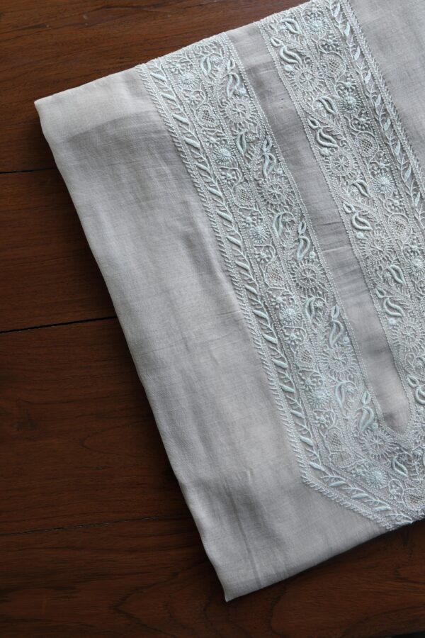 Malmal Chikankari Unstitched Men's Kurtas Fabrics - Image 8