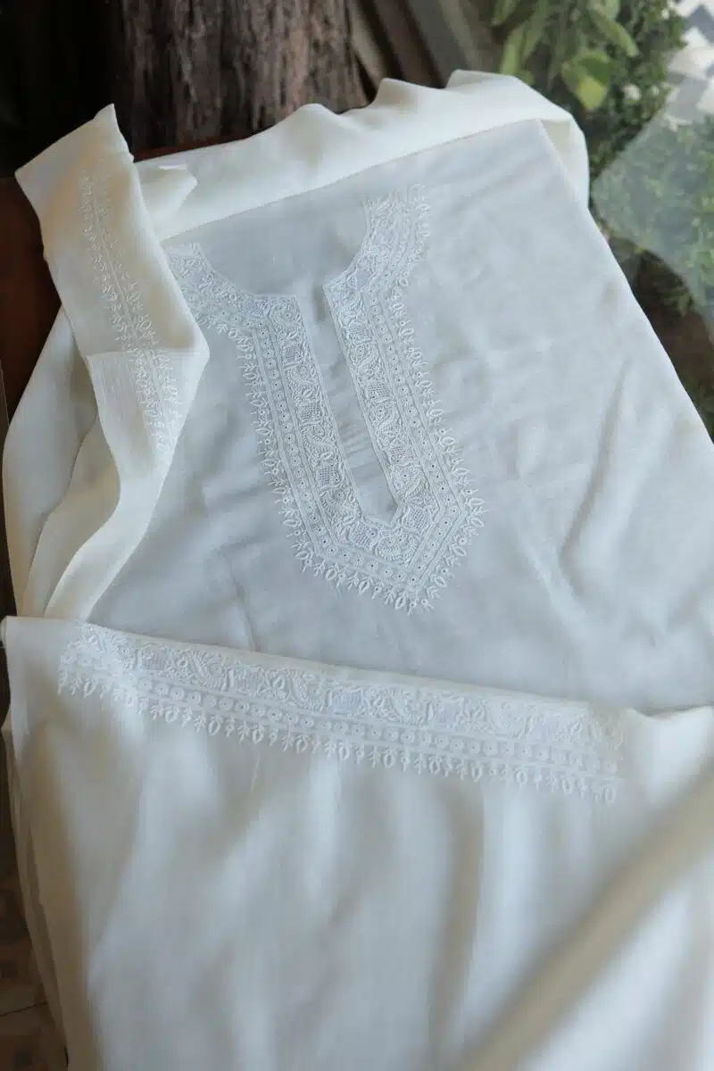 Malmal Chikankari Unstitched Men's Kurtas Fabrics