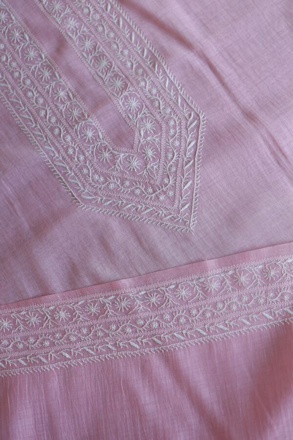 Malmal Chikankari Unstitched Men's Kurtas Fabrics - Image 3
