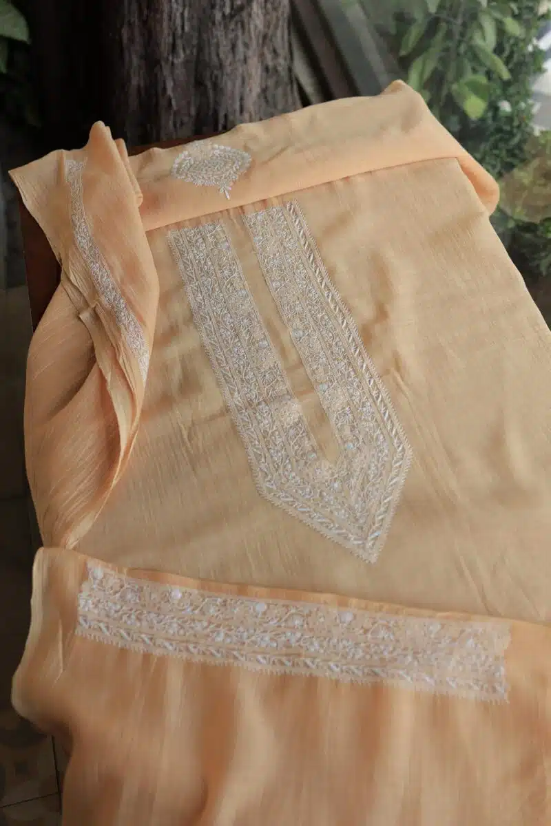 Malmal Chikankari Unstitched Men's Kurtas Fabrics