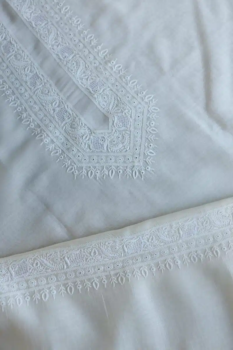 Malmal Chikankari Unstitched Men's Kurtas Fabrics