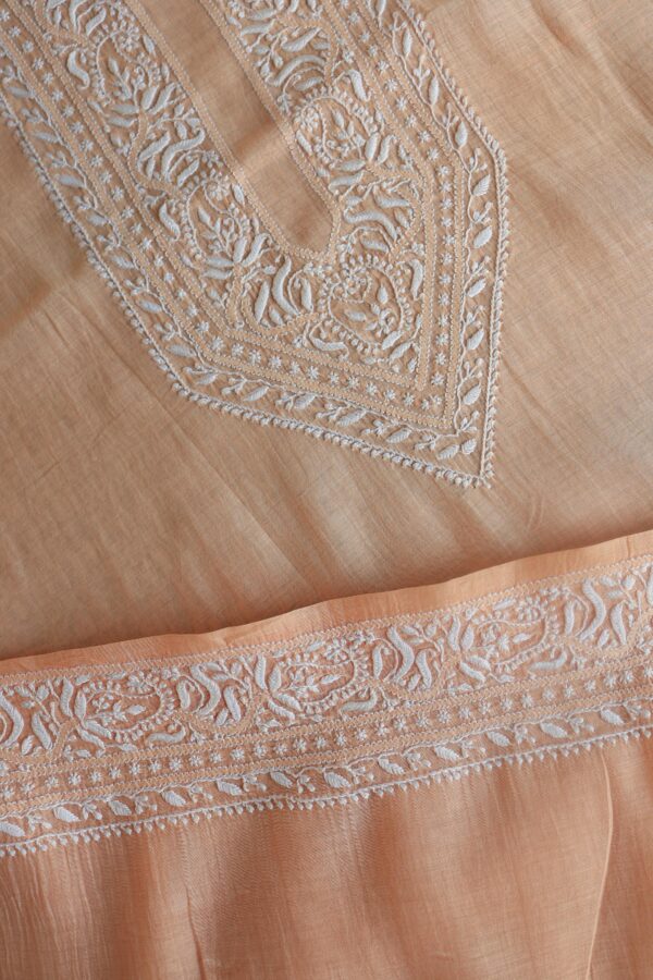 Malmal Chikankari Unstitched Men's Kurtas Fabrics - Image 4
