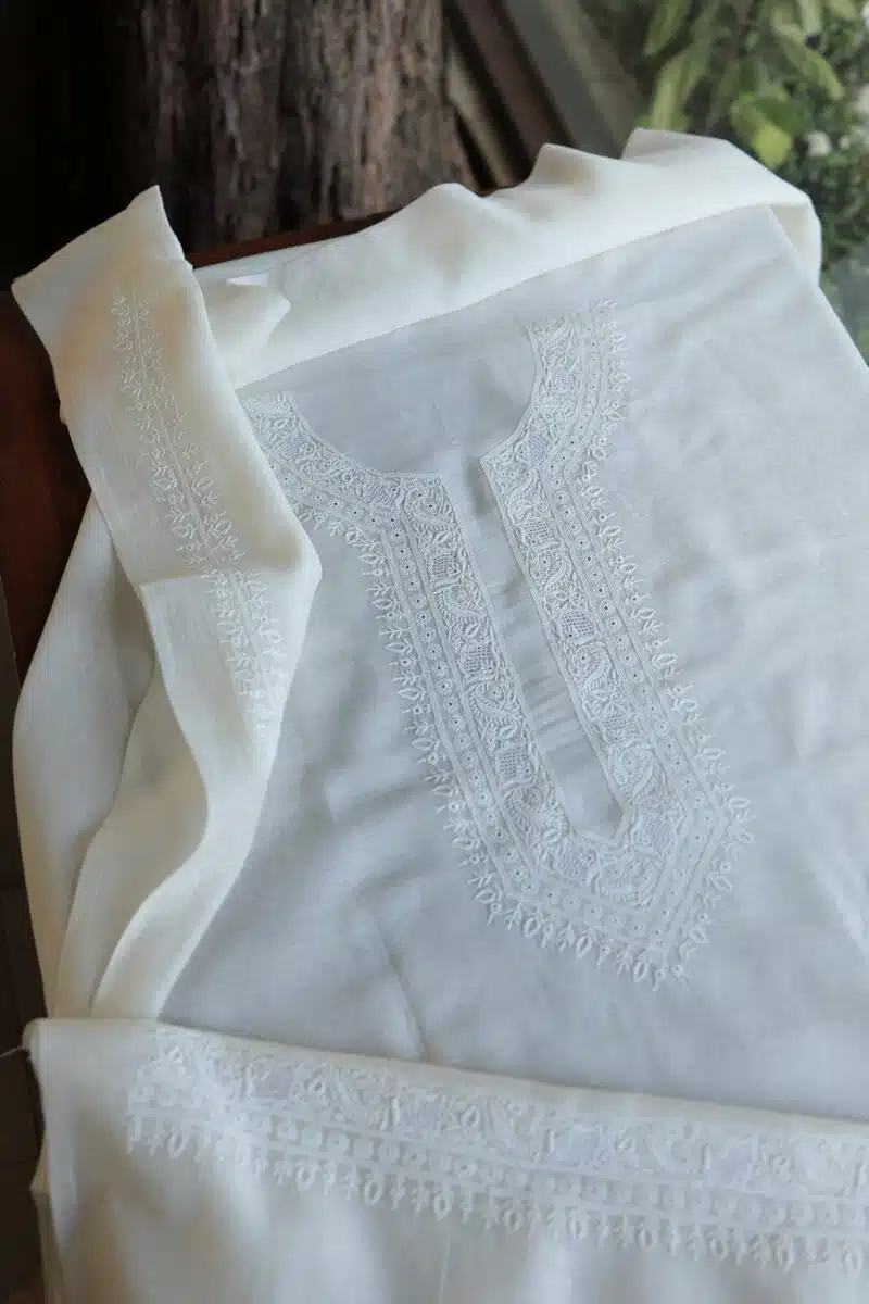Malmal Chikankari Unstitched Men's Kurtas Fabrics