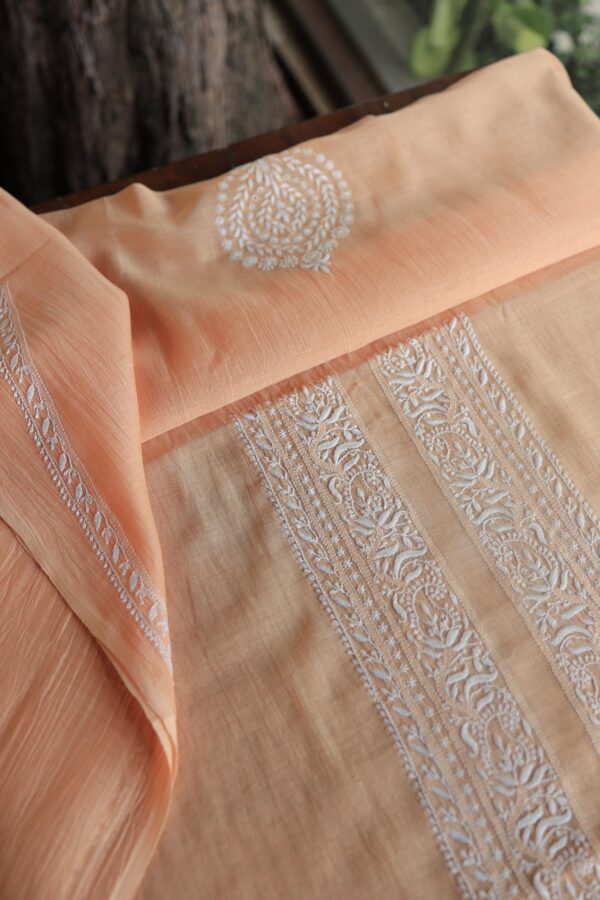 Malmal Chikankari Unstitched Men's Kurtas Fabrics - Image 5