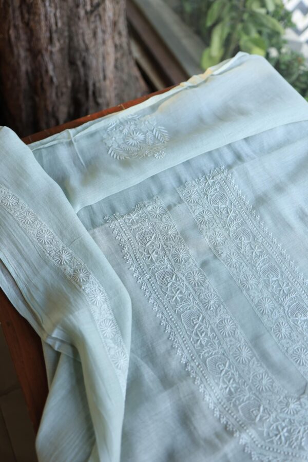 Malmal Chikankari Unstitched Men's Kurtas Fabrics - Image 5