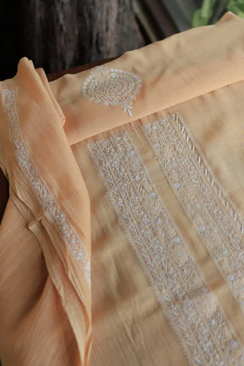 Malmal Chikankari Unstitched Men's Kurtas Fabrics