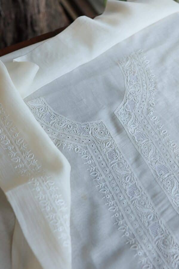 Malmal Chikankari Unstitched Men's Kurtas Fabrics
