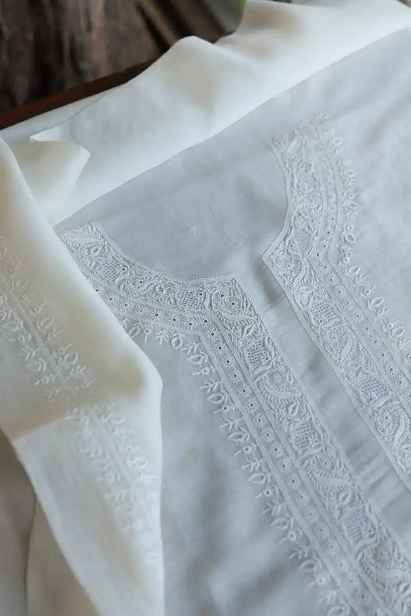 Malmal Chikankari Unstitched Men's Kurtas Fabrics
