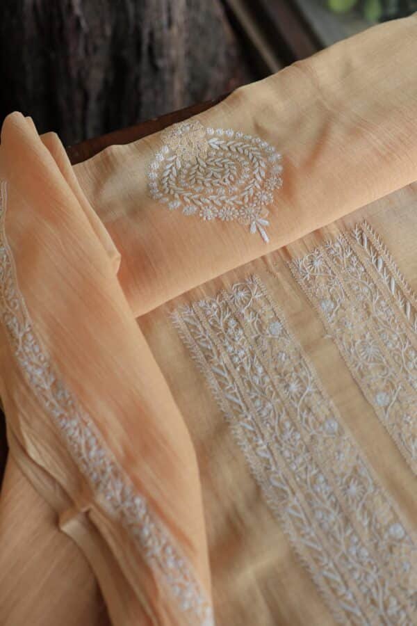 Malmal Chikankari Unstitched Men's Kurtas Fabrics - Image 6