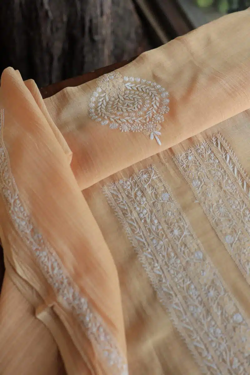 Malmal Chikankari Unstitched Men's Kurtas Fabrics