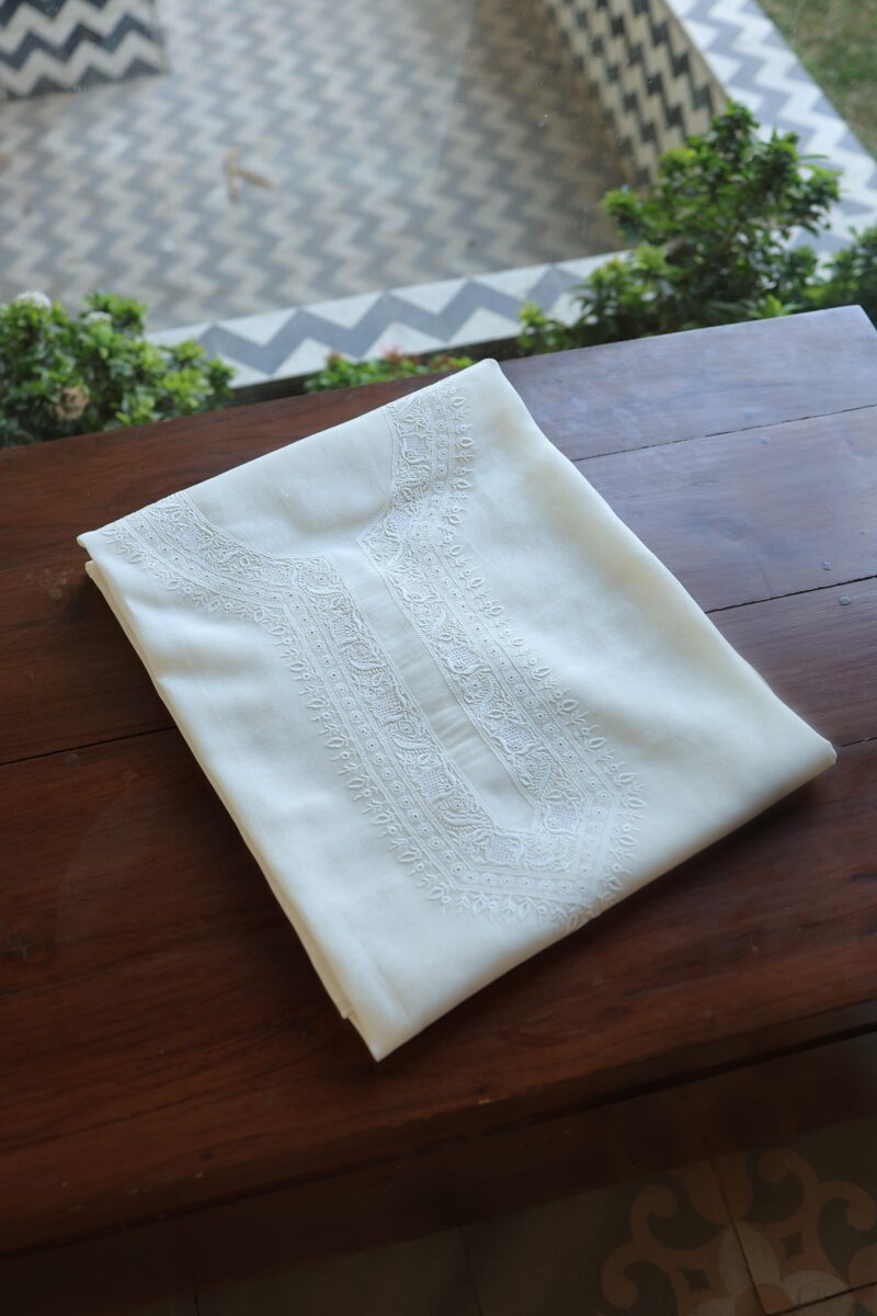 Malmal Chikankari Unstitched Men's Kurtas Fabrics