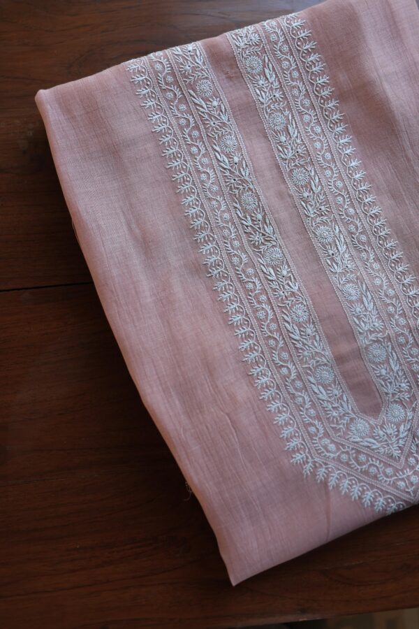 Malmal Chikankari Unstitched Men's Kurtas Fabrics - Image 8