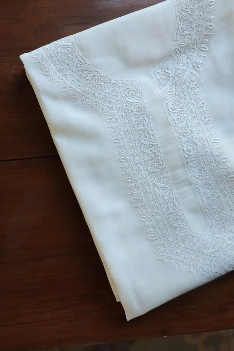 Malmal Chikankari Unstitched Men's Kurtas Fabrics