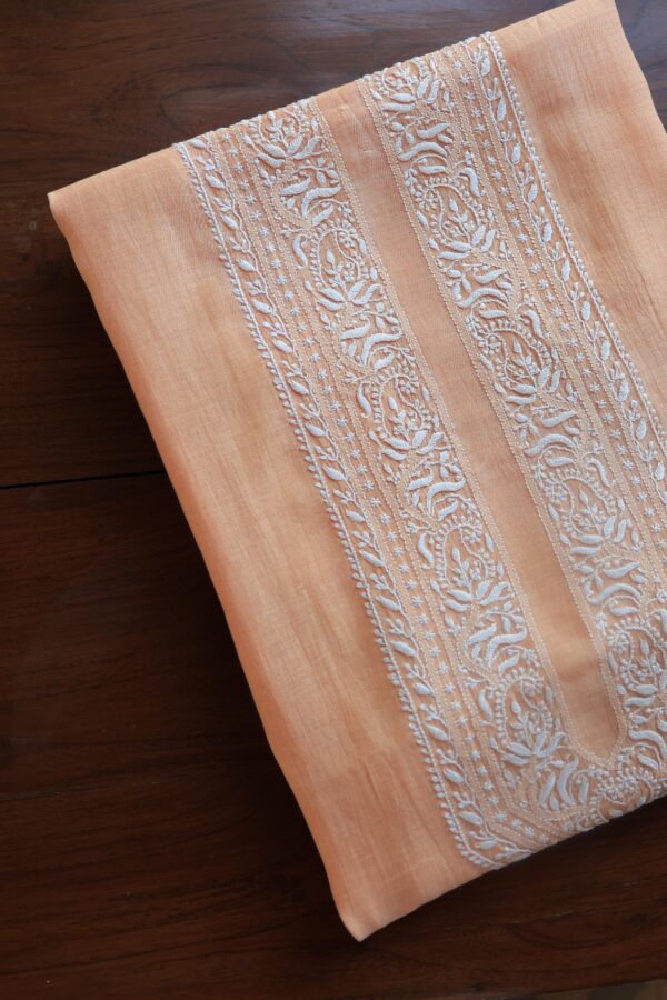 Malmal Chikankari Unstitched Men's Kurtas Fabrics - Image 8