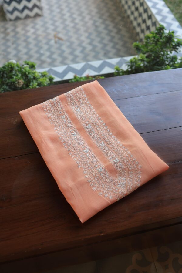 Malmal Chikankari Unstitched Men's Kurtas Fabrics - Image 8