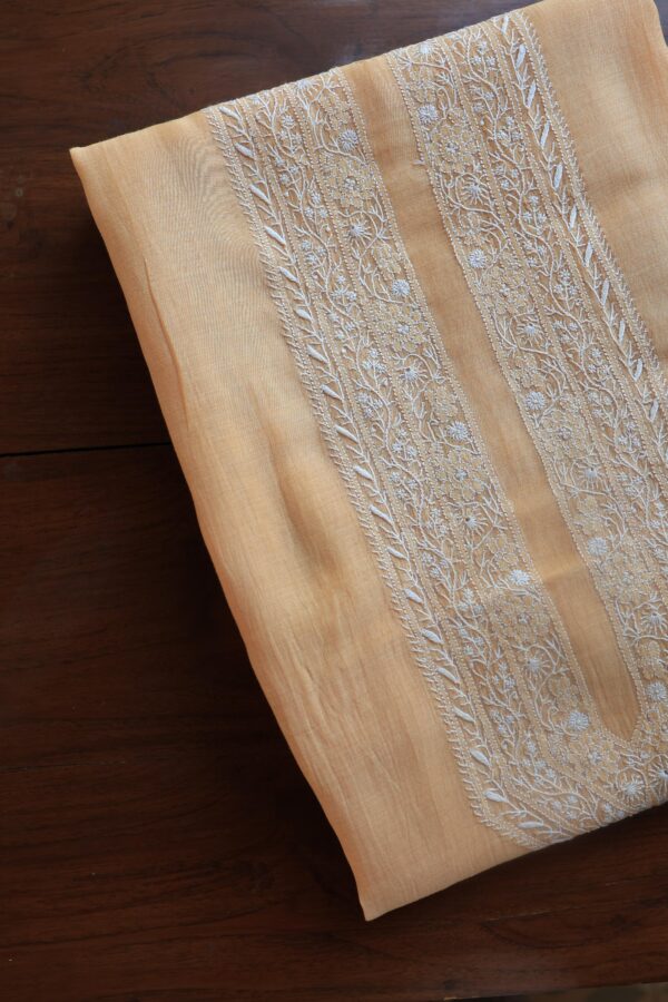 Malmal Chikankari Unstitched Men's Kurtas Fabrics - Image 8