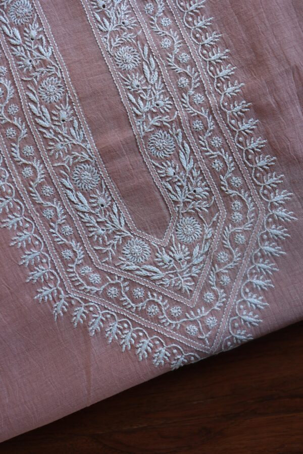 Malmal Chikankari Unstitched Men's Kurtas Fabrics - Image 9