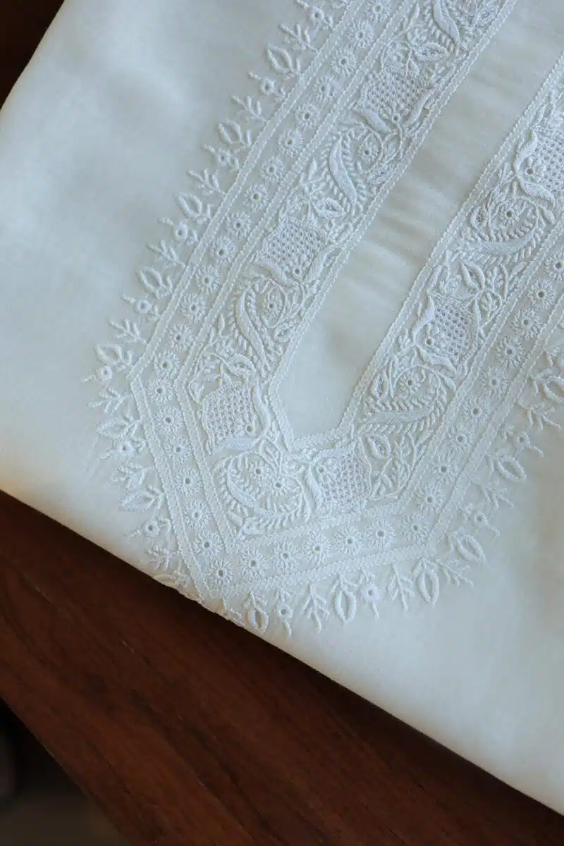 Malmal Chikankari Unstitched Men's Kurtas Fabrics