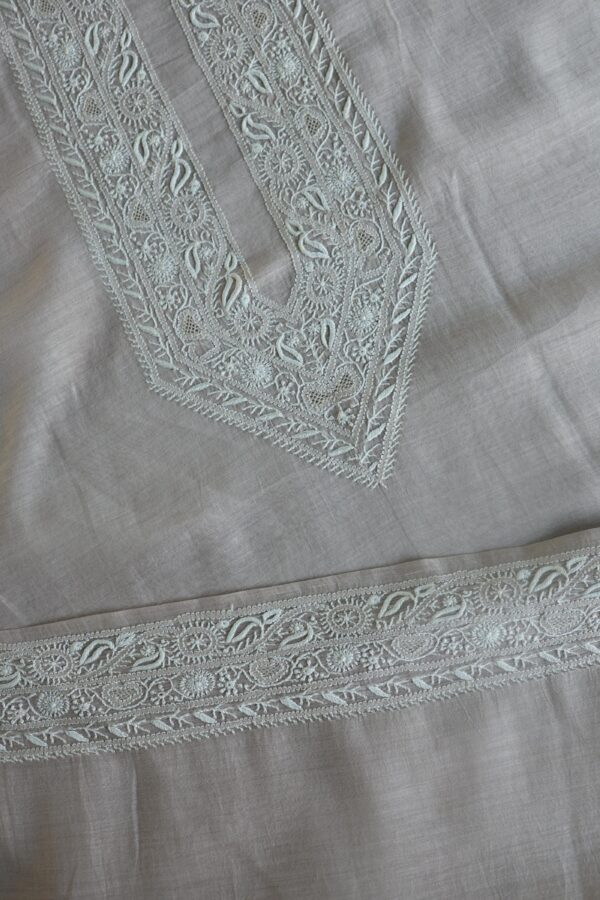 Malmal Chikankari Unstitched Men's Kurtas Fabrics - Image 5