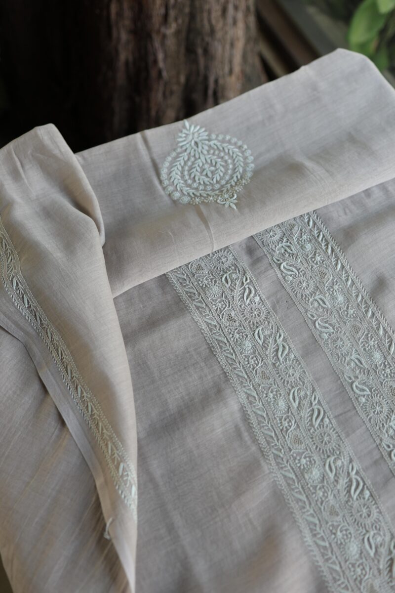 Malmal Chikankari Unstitched Men's Kurtas Fabrics