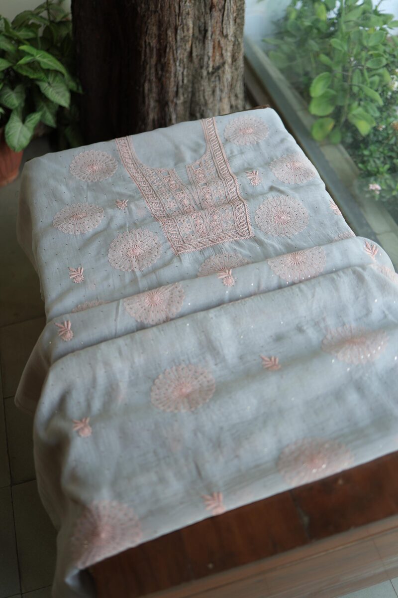 Malmal Cotton Fine Chikankari Kamdani Unstitched Fabrics
