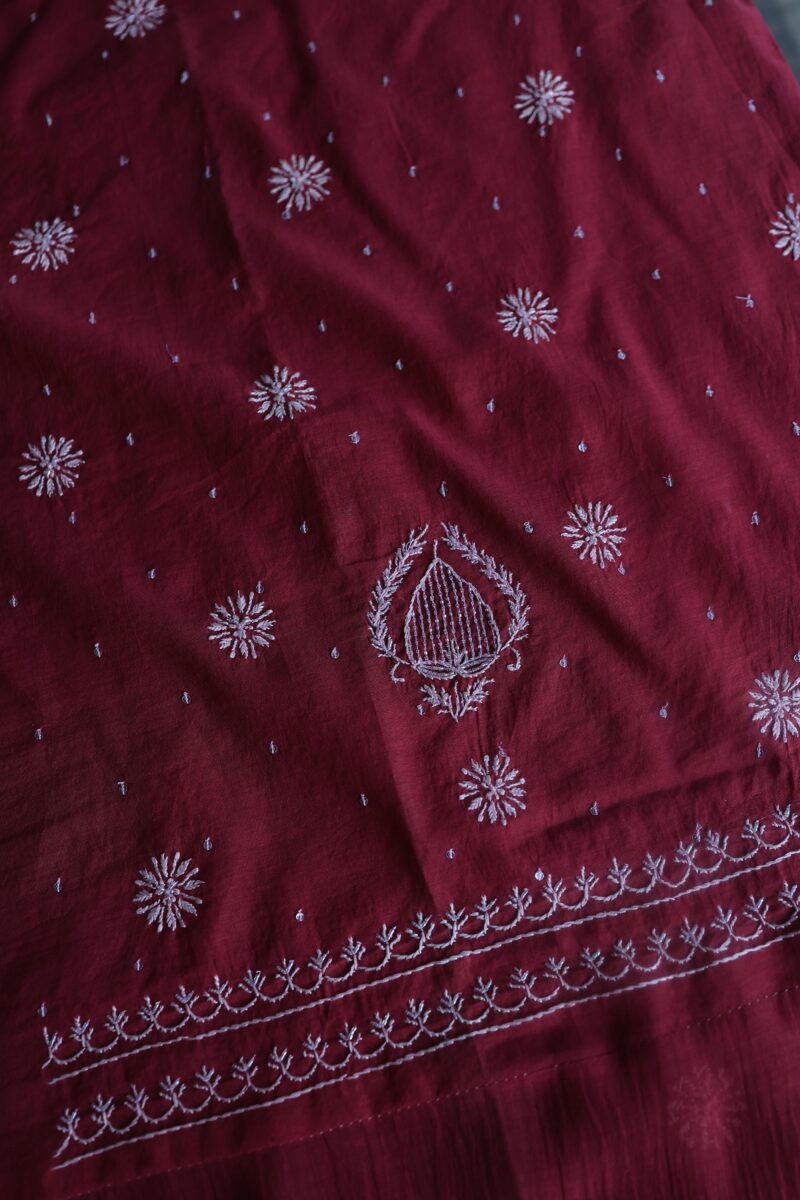 Malmals Pearl Work Fine Chikankari Unstitched Fabrics