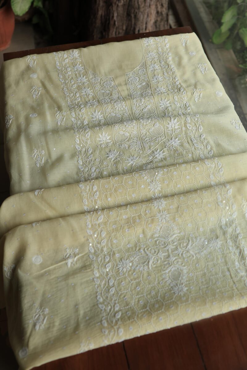 Malmals Pearl Work Fine Chikankari Unstitched Fabrics