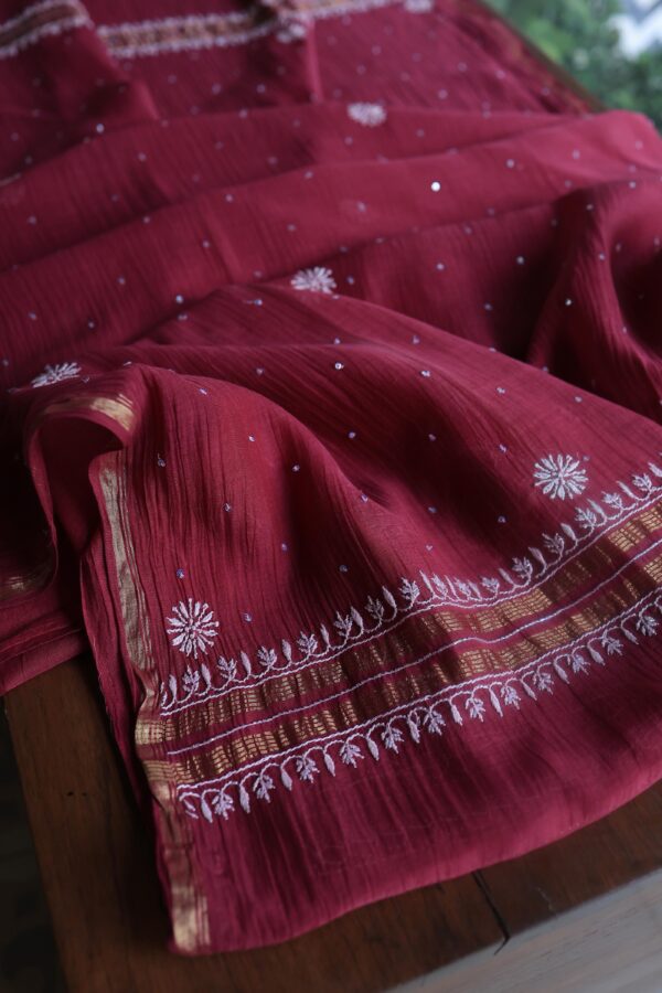Malmals Pearl Work Fine Chikankari Unstitched Fabrics - Image 5