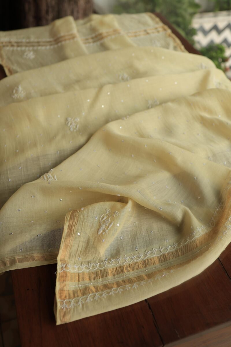 Malmals Pearl Work Fine Chikankari Unstitched Fabrics