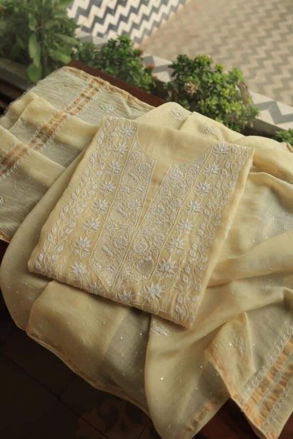 Malmals Pearl Work Fine Chikankari Unstitched Fabrics - Image 4