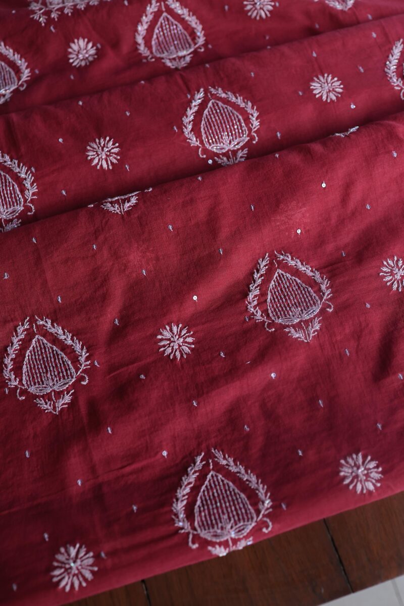 Malmals Pearl Work Fine Chikankari Unstitched Fabrics