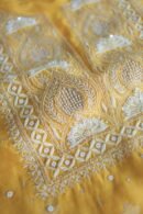 Mango Yellow Banarasi Zari Chanderi Unstitched Chikankari Fabrics