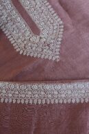Mauve Linen Chikankari Unstitched Men's Kurta Fabric