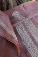 Mauve Linen Chikankari Unstitched Men's Kurta Fabric