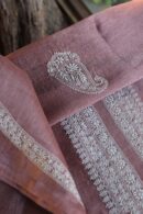 Mauve Linen Chikankari Unstitched Men's Kurta Fabric