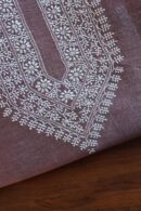 Mauve Linen Chikankari Unstitched Men's Kurta Fabric