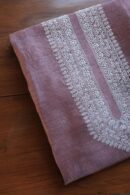 Mauve Linen Chikankari Unstitched Men's Kurta Fabric