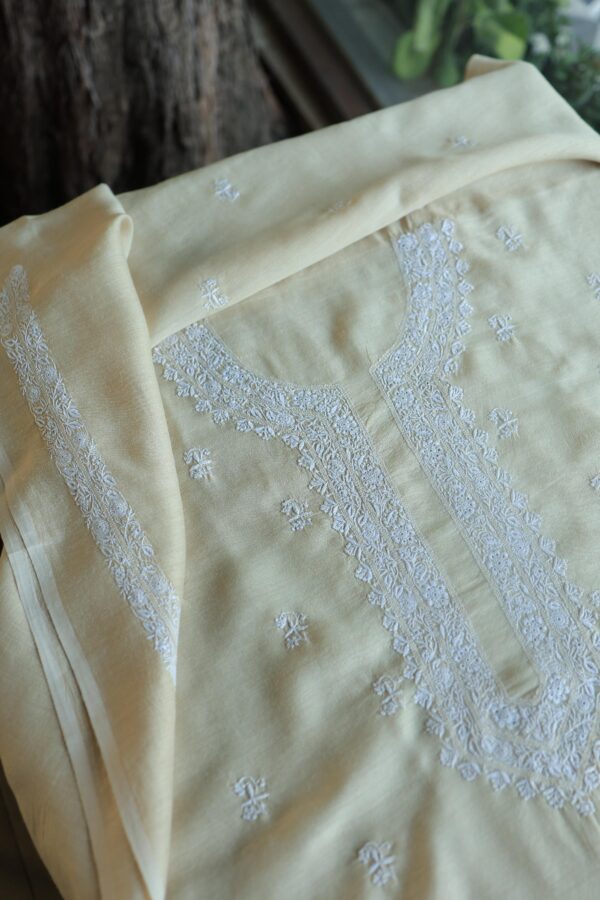 Moonga Silk Chikankari Unstitched Men's Kurta Fabrics