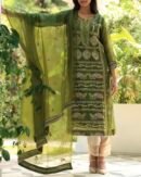 Noor Organza Silk Chikankari Straight Cut Kurta Dupatta Set