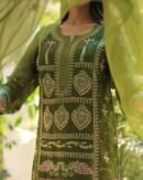 Noor Organza Silk Chikankari Straight Cut Kurta Dupatta Set