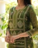 Noor Organza Silk Chikankari Straight Cut Kurta Dupatta Set