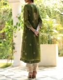 Noor Organza Silk Chikankari Straight Cut Kurta Dupatta Set
