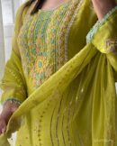 Noor Organza Silk Zardosi Work Fine Resham Chikankari Kurta Set