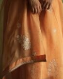 Orange Noor Organza Silk Fine Chikankari with Kamdani Ready to Wear Angarkha