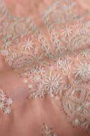 Peach Mal Cotton Chikankari Unstitched Kurta Dupatta Fabrics With Kamdani