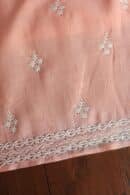 Peach Mal Cotton Chikankari Unstitched Kurta Dupatta Fabrics With Kamdani