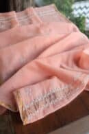 Peach Mal Cotton Chikankari Unstitched Kurta Dupatta Fabrics With Kamdani