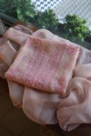Peach Noor Organza Silk Chikankari Unstitched Kurta Dupatta Set