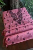 Pink & Black Mal Cotton Chikankari Unstitched Kurta Dupatta Fabrics With Kamdani