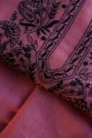 Pink & Black Mal Cotton Chikankari Unstitched Kurta Dupatta Fabrics With Kamdani